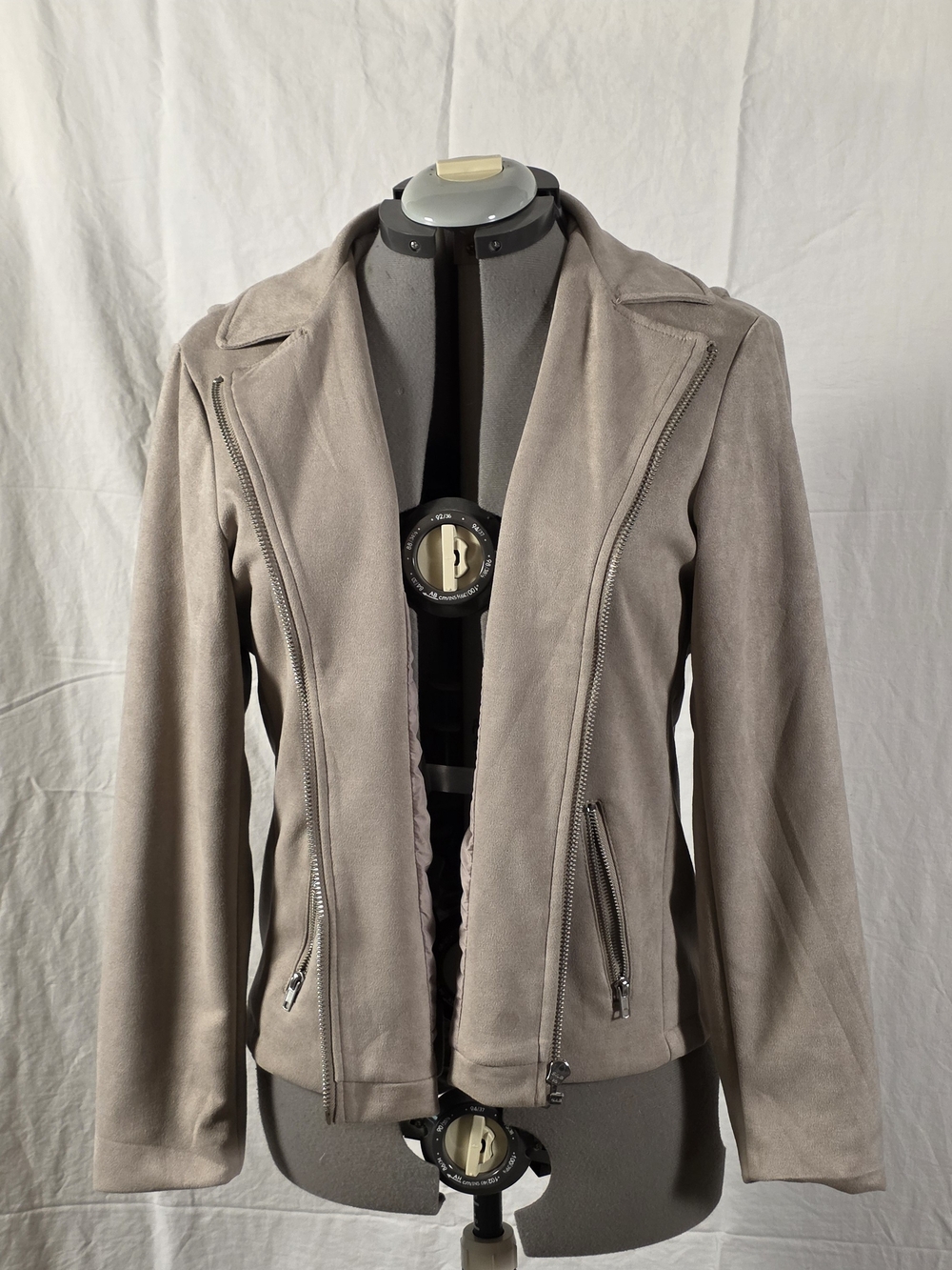 Maurices Taupe Faux Suede Zip Jacket